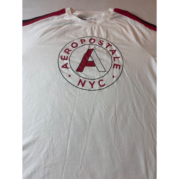 Aeropostale Stretch Graphic T-Shirt White & Red With Logo Print medium size - Picture 2 of 11